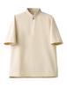 Seven Uniform CU1966-3 Ivory 3L Zip-Up Stand Collar Short Sleeve T-Shirt