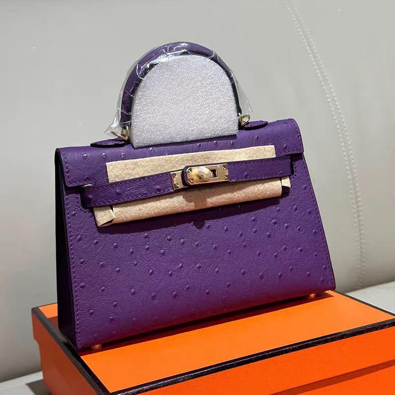 2026 Новая женская кожаная сумка первый слой рисунок страуса коровья кожа первое и второе поколение портативная на одно плечо через плечо женская сумка