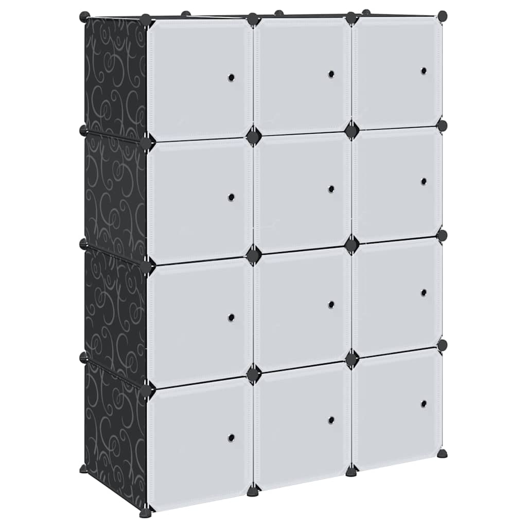 Cube Shelving System with 12 Cubes and Hanging Rods PP