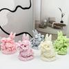 Bow Holding Flower Rabbit Candle Silicone Mold Easter Egg Relief Rabbit Aromatherapy Mold Chocolate Cake Decoration DIY Gift