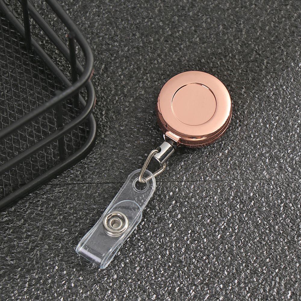 1pc Clip Metal ID Name Card Stationery Retractable Key Ring Lanyards Badge Holder