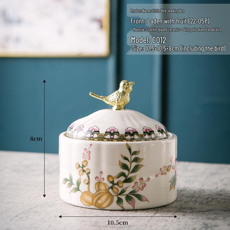 Ретро Керамическая Шкатулка для Украшений в Виде Птицы - Хранение Ожерелий и Колец, Европейский Домашний Декор