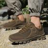 FashionMen's Hiking Shoes Suede Leather + Canvas Outdoor Shoes Wear-resistant Men Trekking Walking Hunting Tactical Sneakers Men Shoes