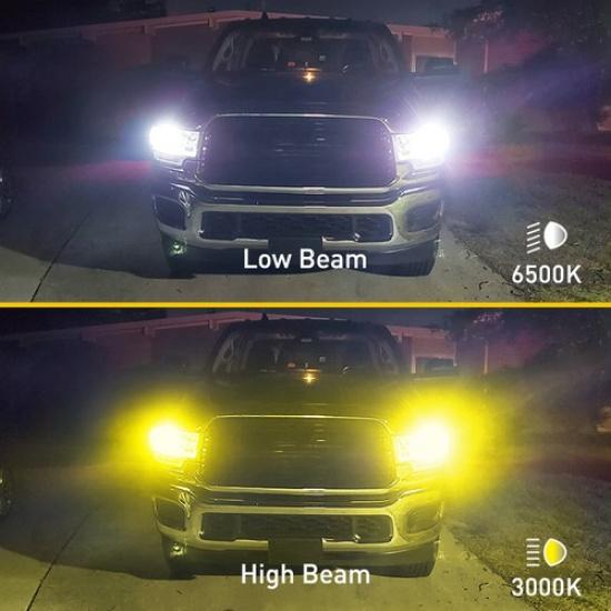 Светодиодные лампы для фар H4 9003, ближний/дальний свет, 6500K, белый, 1200 лм, супер яркие, янтарные