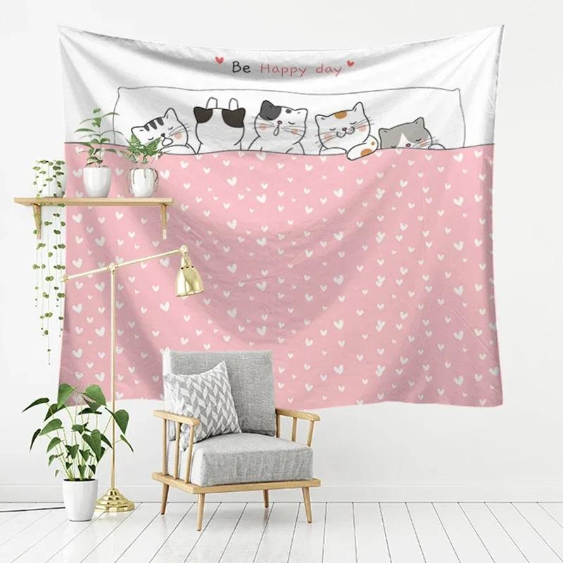 Милый креативный фон с изображением животных, гобелен для спальни, гостиной, украшение стены дома, гобелен