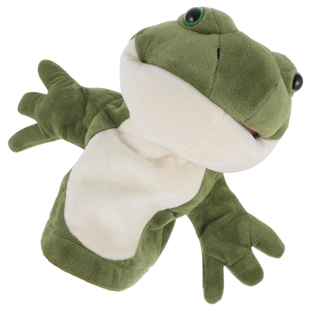 TOYANDONA Frog Hand Puppet, Plush Toy with Moving Mouth, Cute Ventriloquism Puppet for Parents and Children