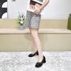 Round Head Mesh Single Shoes Women's Spring and  New Black Sheepskin Sunflower Two Kinds of High-end Fashion Shoes