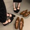 2024 Square Toe Ballet Shoes Fashionable Luxury Dresses Suede Flat Loafers Women's Spring Shoes Luxury Shoes Women