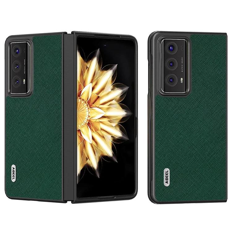 Чехол для телефона Honor Magic V2 5G из натуральной коровьей кожи с покрытием из жесткого ПК с крестообразной текстурой Защитный чехол