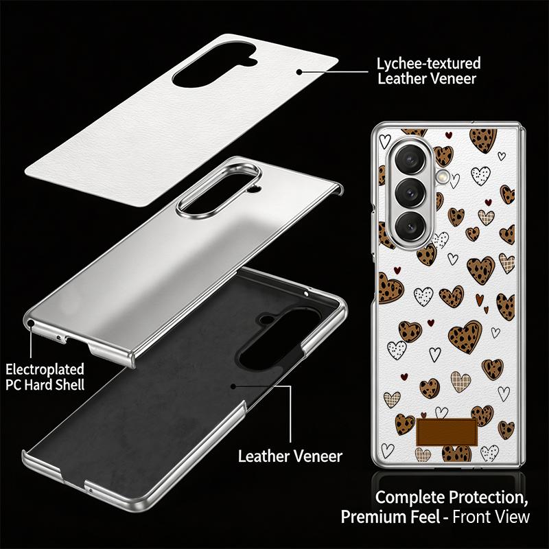 Чехол-коллаж со стикерами-сердечками INS Для Samsung Z Fold 8 Ultra 7 6 5 Роскошная Плакированная Кожаная Накладка Жесткий Чехол Для Телефона Для Galaxy Z Fold8 Fold7 Fold6