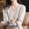 Sweater for Women Autumn Winter Thickened Warm Knitted Stretchy Long Sleeve V-neck Tops