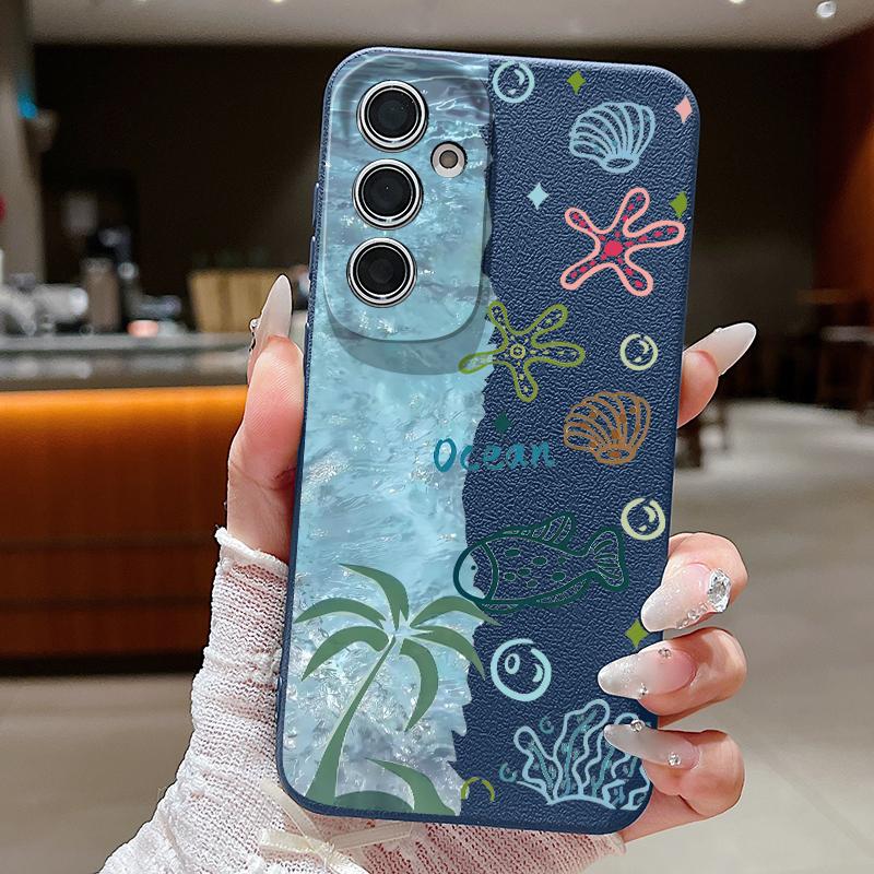 Чехол 'Звездное Море Дельфин Приключение' Для Samsung S26 S25 S24 Ultra S23 S22 S21 FE A15 A16 A17 A35 A36 A37 A54 A55 A56 A57 5G Кожаная Текстура Обложка