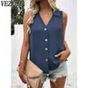 Women's Fashion Casual Summer Spring Solid Color Print Sleeveless V-Neck Blouses & Shirts