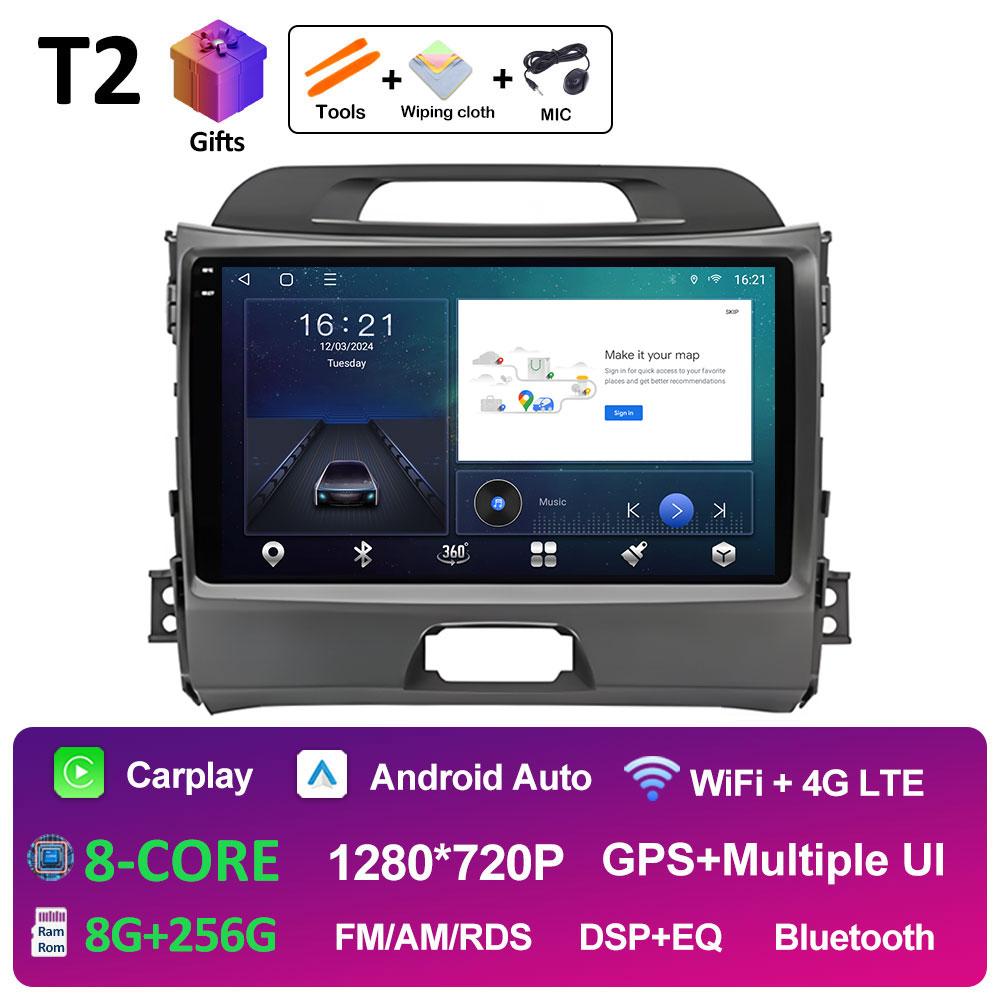 Автомагнитола для KIA Sportage 2010 2011 2012 2013 - 2016 Радиоплеер Интеллектуальная система Беспроводной Carplay Вентилятор охлаждения WIFI БЕЗ 2 din