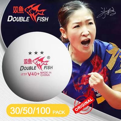 DOUBLE FISH V40 + оригинальные 3-звездочные мячи для пинг-понга со швами из АБС-пластика, новый материал, мячи для настольного тенниса с одобрением ITTF