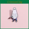 Cartoon Brooch Delightful In White Ghost Shape With Dagger For Fashion Halloween