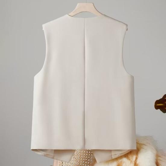 Женский однобортный жилет без рукавов для офисной работы, повседневный V-образный блейзер с открытой передней частью