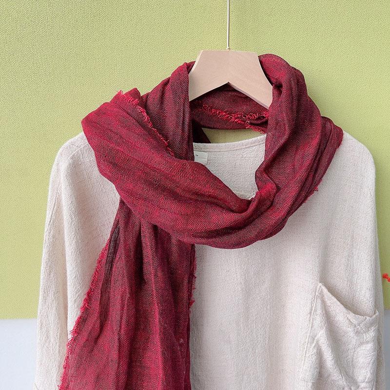 Японский льняной шарф Эффект серого пеньки Парный шарф Литературная тонкая удлиненная шаль Однотонный высококачественный шелковый шарф Женский Новый