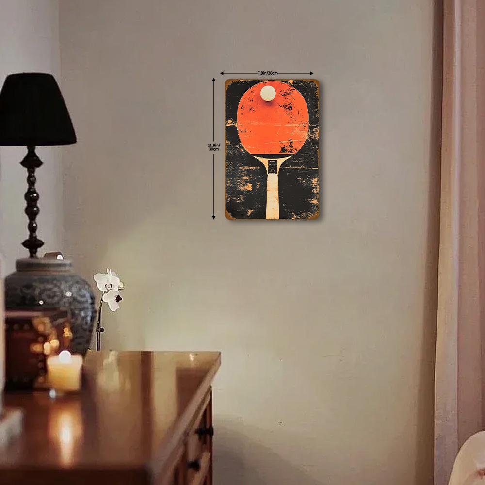 x Inch Retro Aluminum Ping Pong Wall Art Rustproof Metal Decor for Home Bar Cafe Easy to Hang