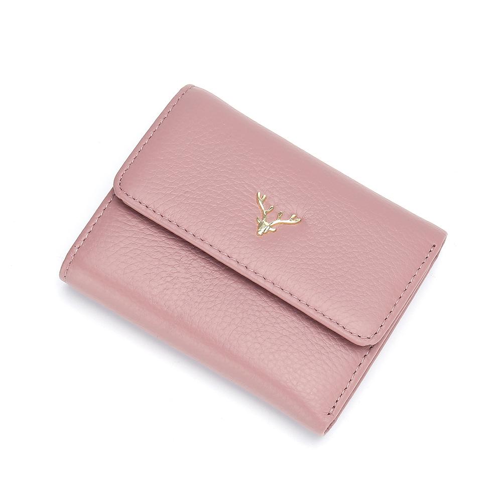 Модный короткий кошелек для японских женщин со скидкой 30%, простой маленький кошелек из первого слоя коровьей кожи, складной тонкий, новая модель