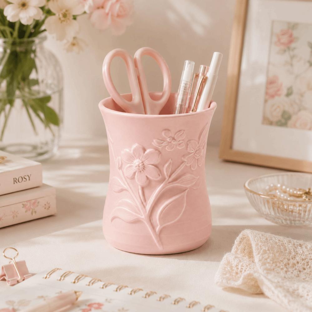 Multi Functional Storage Box 3D Printed Pen Holder Light Luxury Flower Vase Desktop Decoration