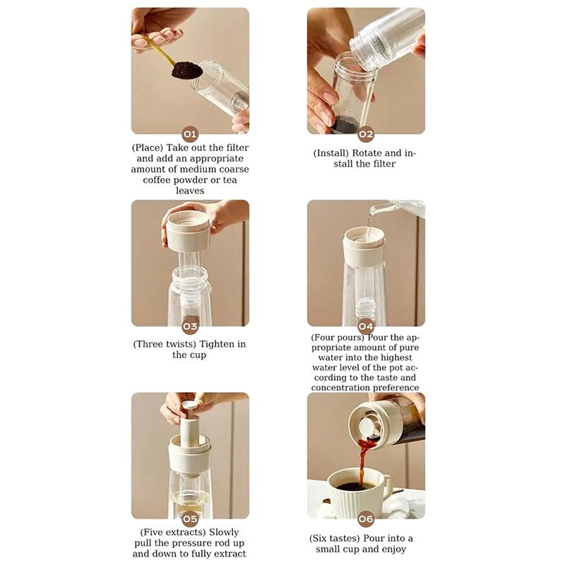 750 мл Ручная кофеварка для холодного заваривания, френч-пресс, кувшин-инфузор для холодного чая со съемным фильтром, летний портативный кофейник