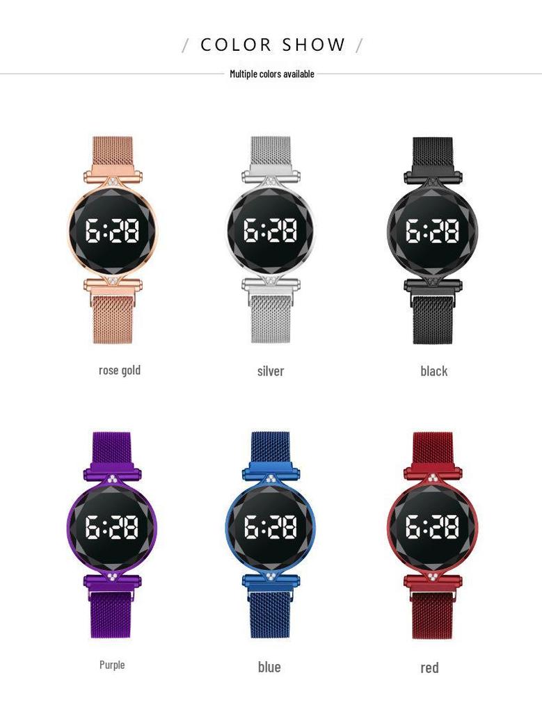 Женские стразы LED Магнитные Модные часы