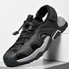 Fashion Quick Dry Men Wading Aqua Shoes Handmade Leather Sandals Breathable Slip-On Beach Shoes Non-Slip Sole Male Summer Flats Sandals