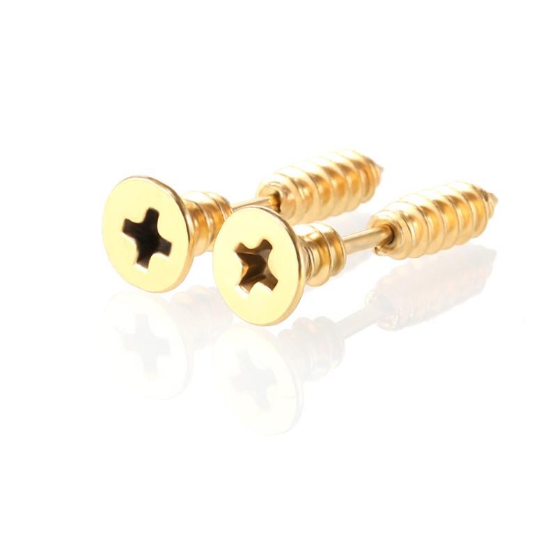 2Pcs 316L Stainless Steel Nail Screw Stud Earring for Women & Men Fashion Punk Cartilage Ear Piercings Jewelry