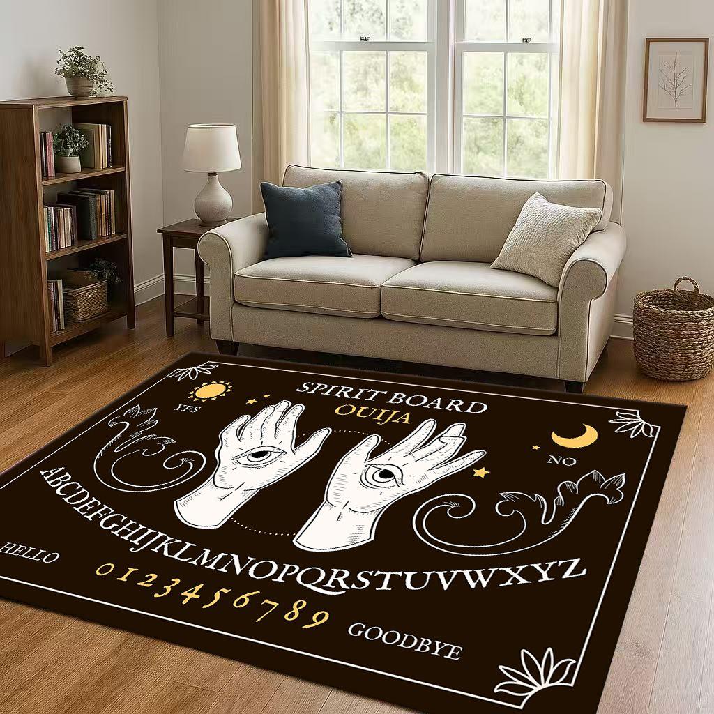 HD Retro Witch Spirit Ouija Board Art Living Room Non-Slip Area Rug Carpet for Bedroom Kids Playroom Sofa,Home Decor Doormat