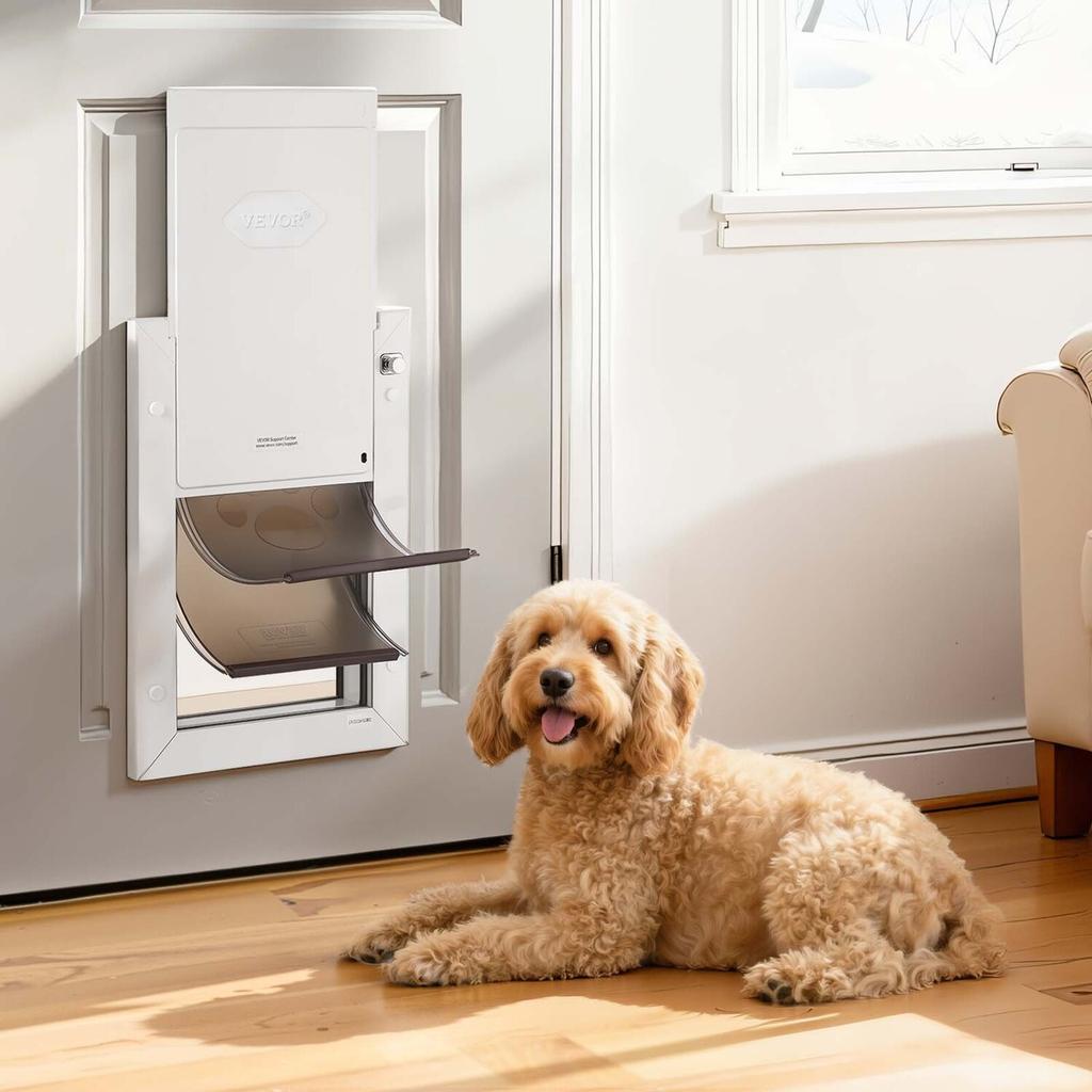 Pet Door, Medium, with Double Magnetic Flaps and Metal Frame, Strong and Weatherproof Dog Door for Interior and Exterior Doors, Easy to Install, Easy