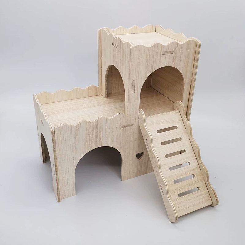 Hamster Solid Wood Villa: Nest, Hideaway, Toy & Ornament for Small Pets