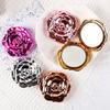 Electroplating Rose Double-sided Mirror Portable Travel Mini Foldable Makeup Mirror Women Girls Vintage Pocket-sized Handheld Vanity Mirror