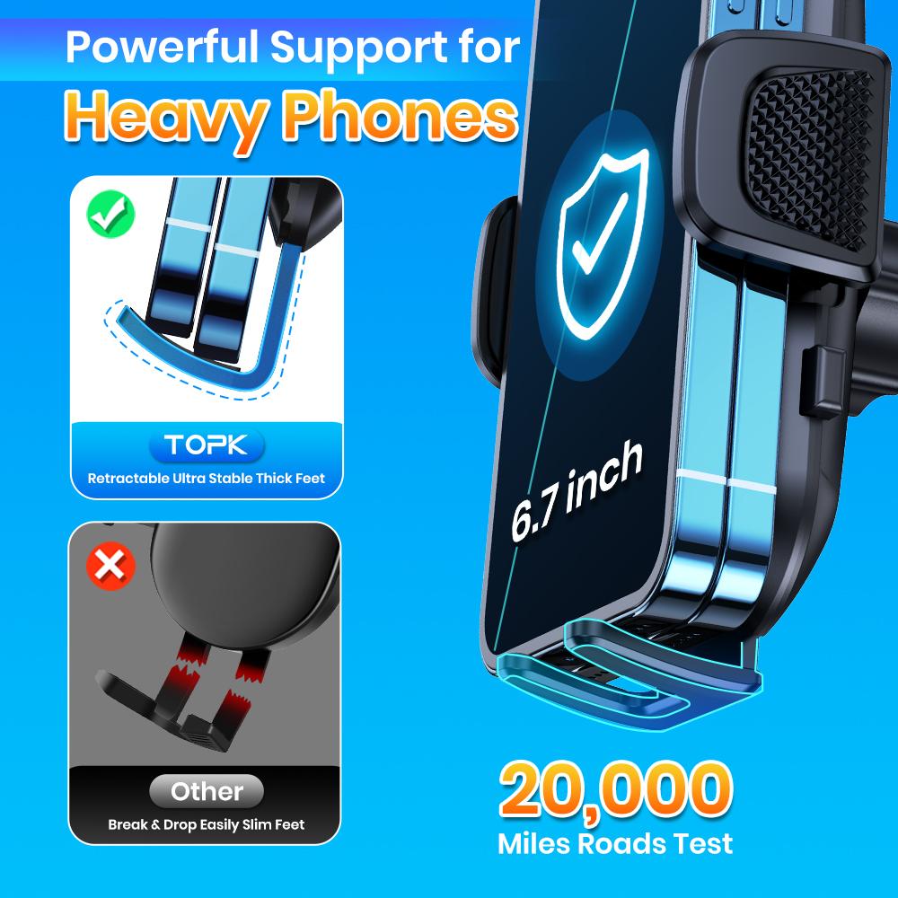 TOPK Car Phone Holder Air Vent Suction Cup Mount for iPhone Xiaomi Samsung Auto Mobile Support GPS Stand Dashboard Bracket