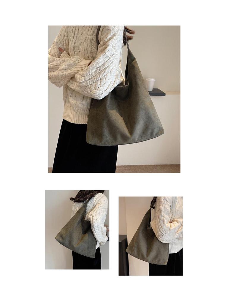 Lazy Style Retro Shoulder Bag: Large Capacity Versatile Casual Commuter Tote for Women