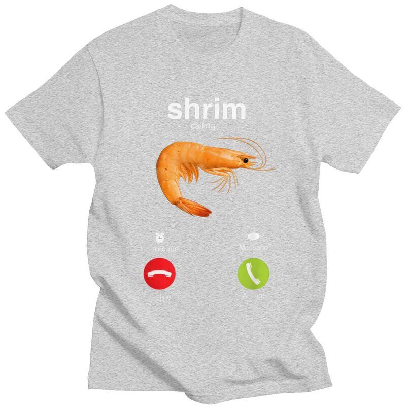 Shrim Is Calling T Shirt Men ShortSleeve Funny Shrimp Meme Tshirt Streetwear Tee Tops For Husband Boyfriend Slim Fit Tshirt