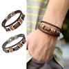 Men Bracelet Vintage Three Layers Braided Ethnic Stainless Hand-Woven Exquisite Faux Leather Decorative Wrist