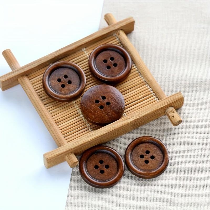 10 шт. круглых полированных швейных пуговиц с 4 отверстиями, классические деревянные пуговицы, круглые деревянные швейные пуговицы для рукоделия, шитья, поделки, одежда, рубашки, вязаные изделия