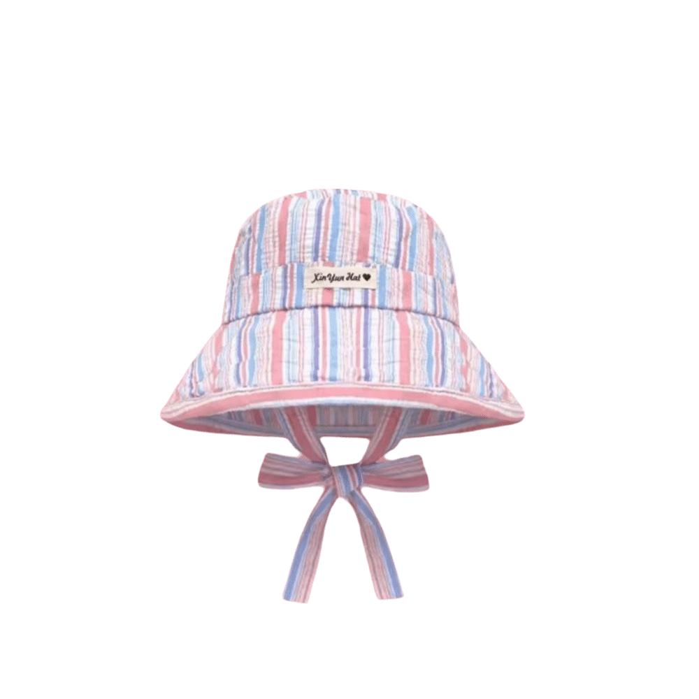Lightweight Korean Striped Bucket Hat Contrasting Color Wide Brim Fisherman Hat Summer
