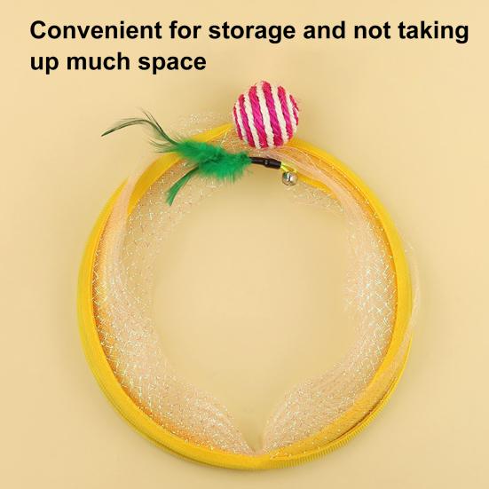 Самостоятельная игра Кошачий туннель Пружинная игрушка Складной Кошачий Охотничий Спиральный туннель с пером и мышкой/шариком для домашних кошек Щенка Котенка Кролика