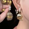 Gold-Plated Seashell-Shaped Zircon Petal Earrings for Women