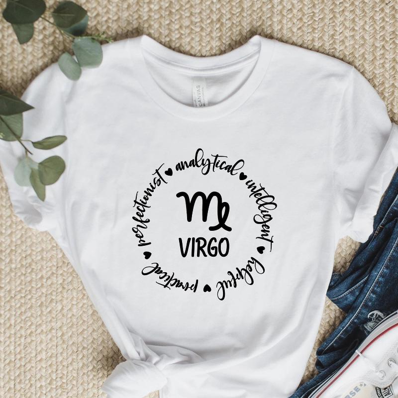 Virgo Zodiac Women T Shirts Astrology Horoscope Cotton Tees