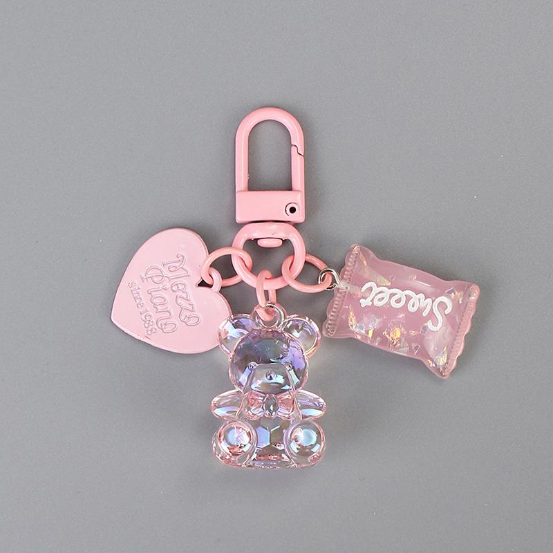 Cartoon Bling Heart Bear Animal Candy Keychain Keyring Creative Cute Bag Pendant