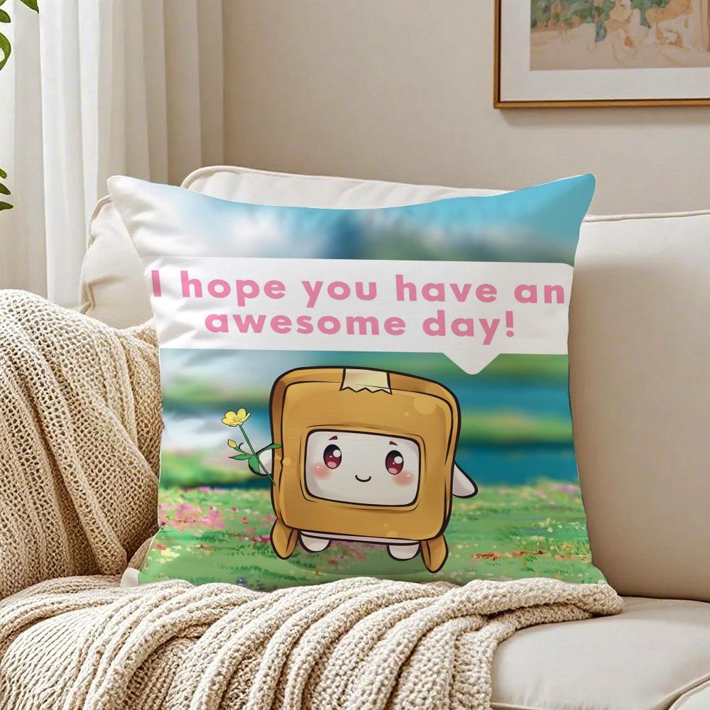 Funny Cute Cartoon LLankyboxesES Cushion Cover Linen Pillowcase Soft for Sofa Bed Home Room Decor