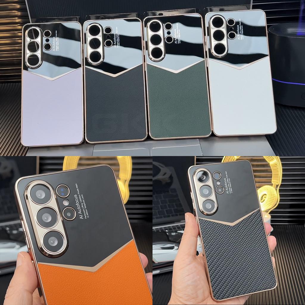 Роскошный кожаный чехол с покрытием для Samsung Galaxy S26 S25 S24 Ultra, противоударный, с мягкими краями, защитная крышка для чехла Galaxy S26 Ultra