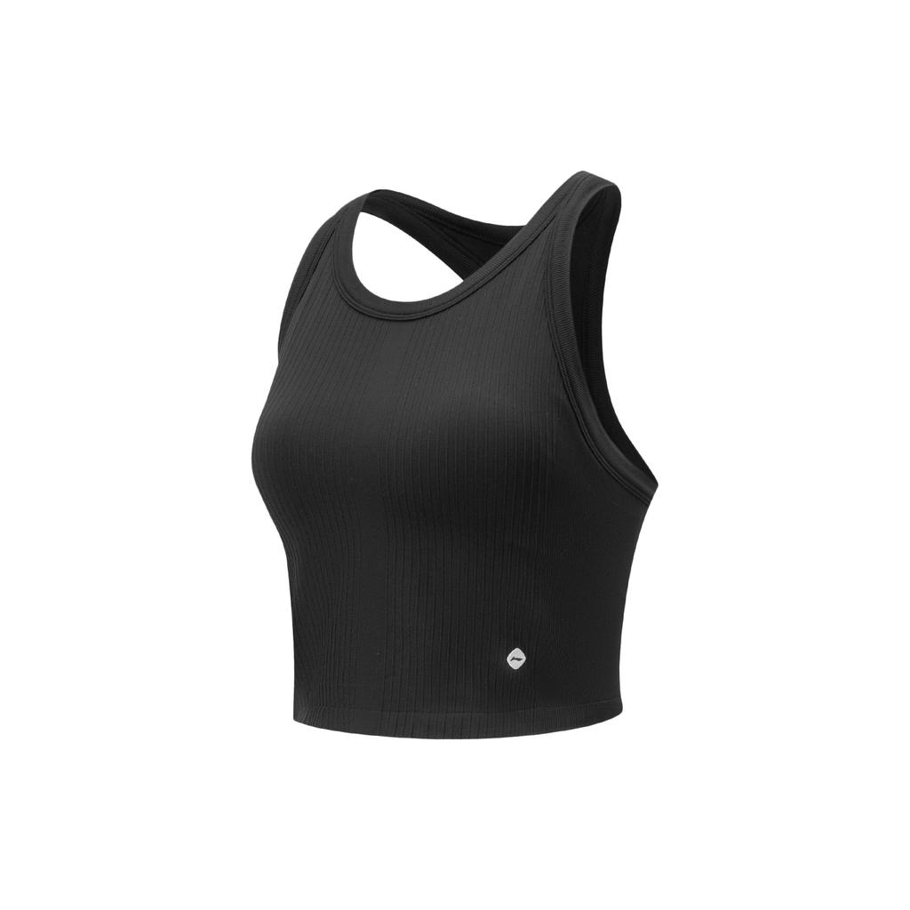Li Ning Fitness Series Sleeveless Compression Yoga Stretch Sports Tank Top Women Tops Black AUDV020-1