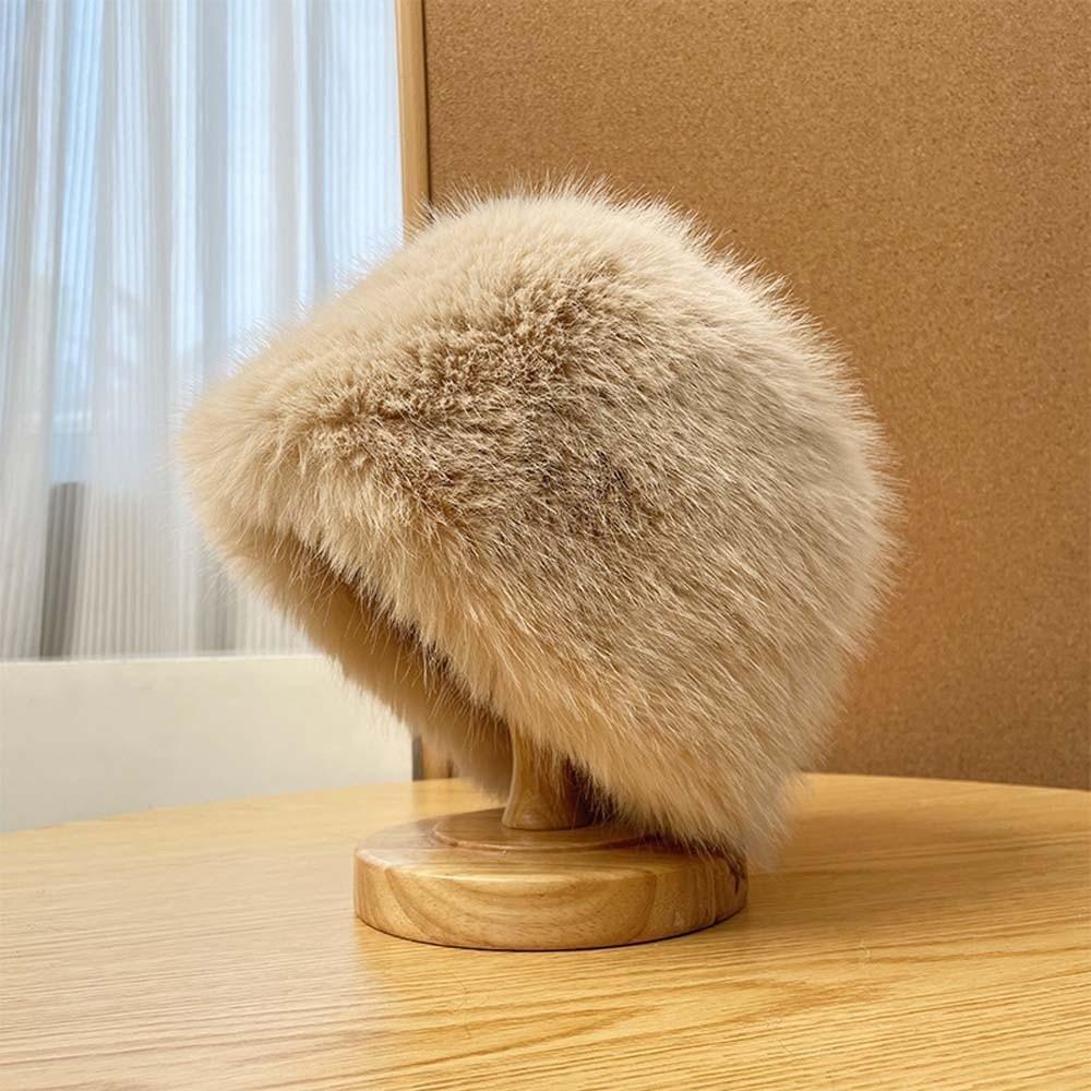 Temperament Winter Fisherman Hat Warmer Anti-cold Basin Cap Thickened Plush Bucket Hat Shopping