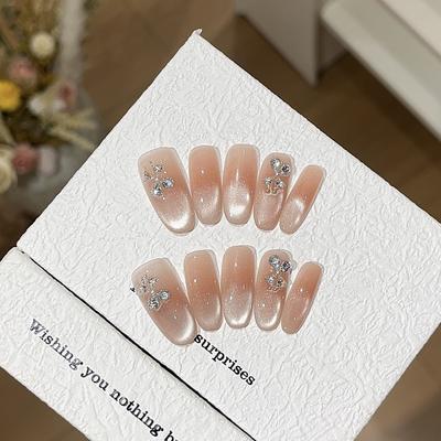 Luoxing Gentle Smudge Blush Daily White Style Glass Beans Cat Eye Butterfly Drilling Wear Armor