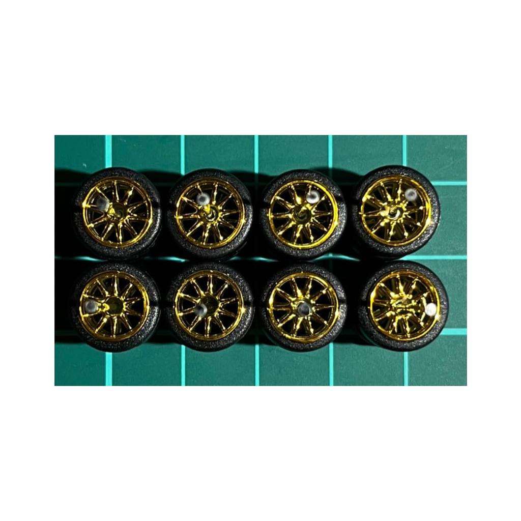 164 Custom Wheels for 4 Cars, 10 Spokes, Gold Plated, AH0075, Approx. 10.8mm, for Minicars, Etc. [Used]