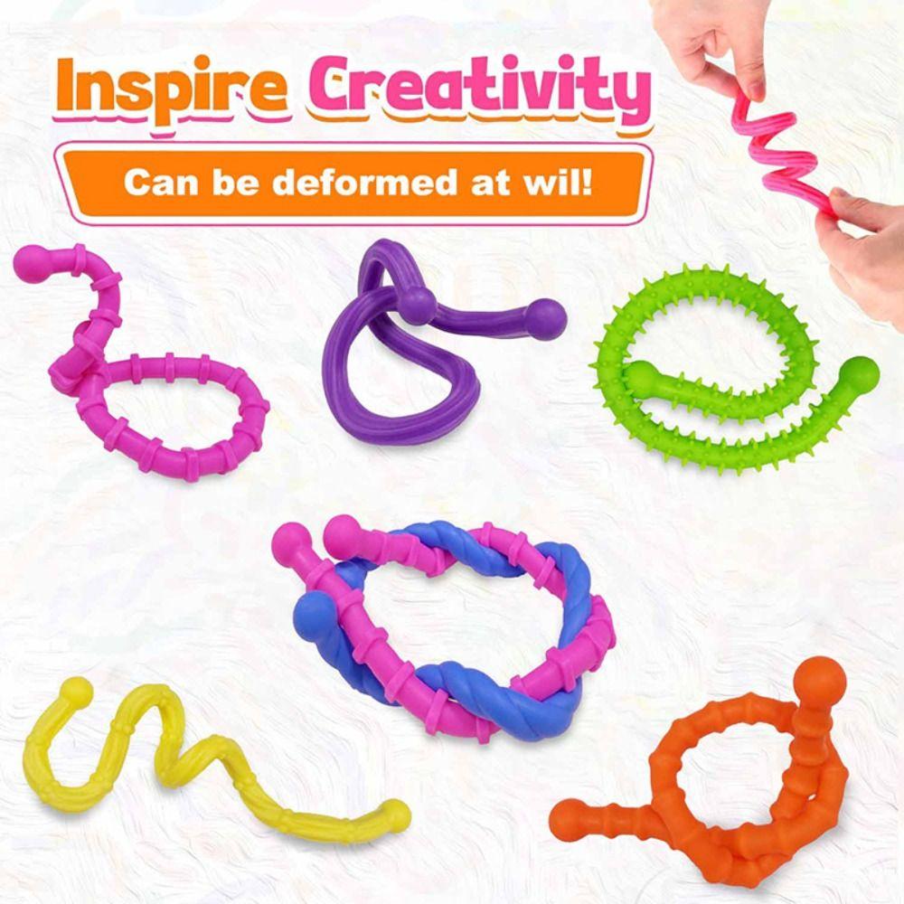 6pcs Silicone Sensory Sticks Fidget Toys Texture Quiet Twisting Fidget Toys  Kids Adults
